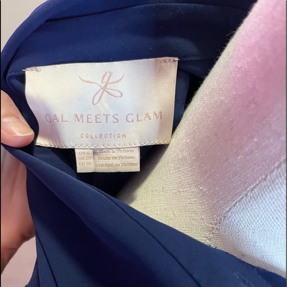 Gal Meets Glam Collection Blue Claudia Waist Tie Half Sleeve Button-down Top - Picture 2 of 8